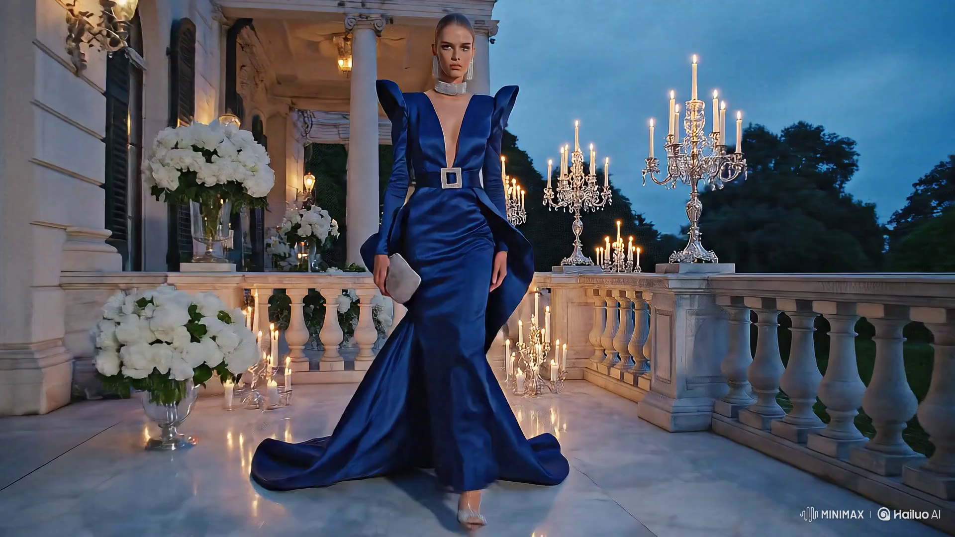 High Fashion Model in Luxurious Mansion Setting