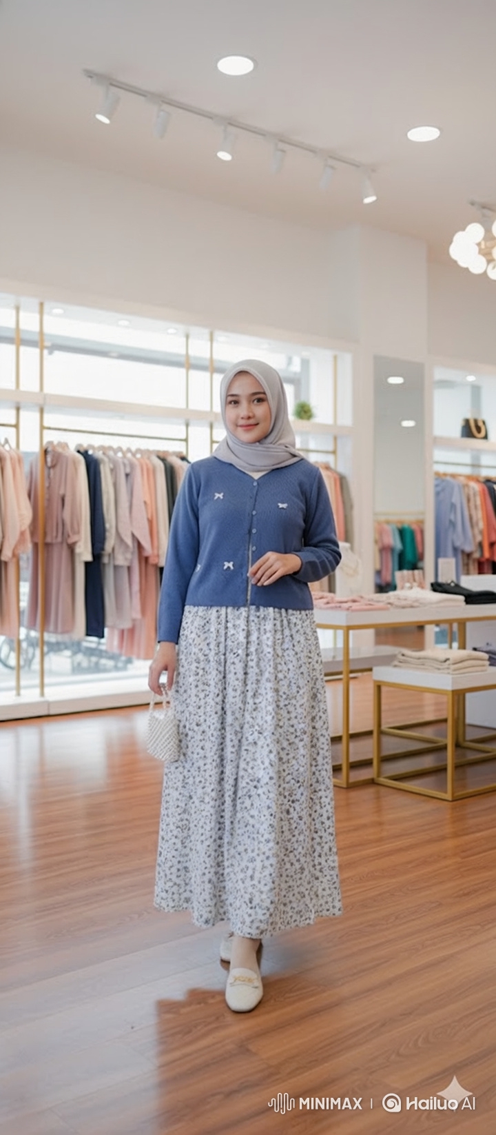 Graceful Hijabi Model Showcases Outfit in Clothing Store