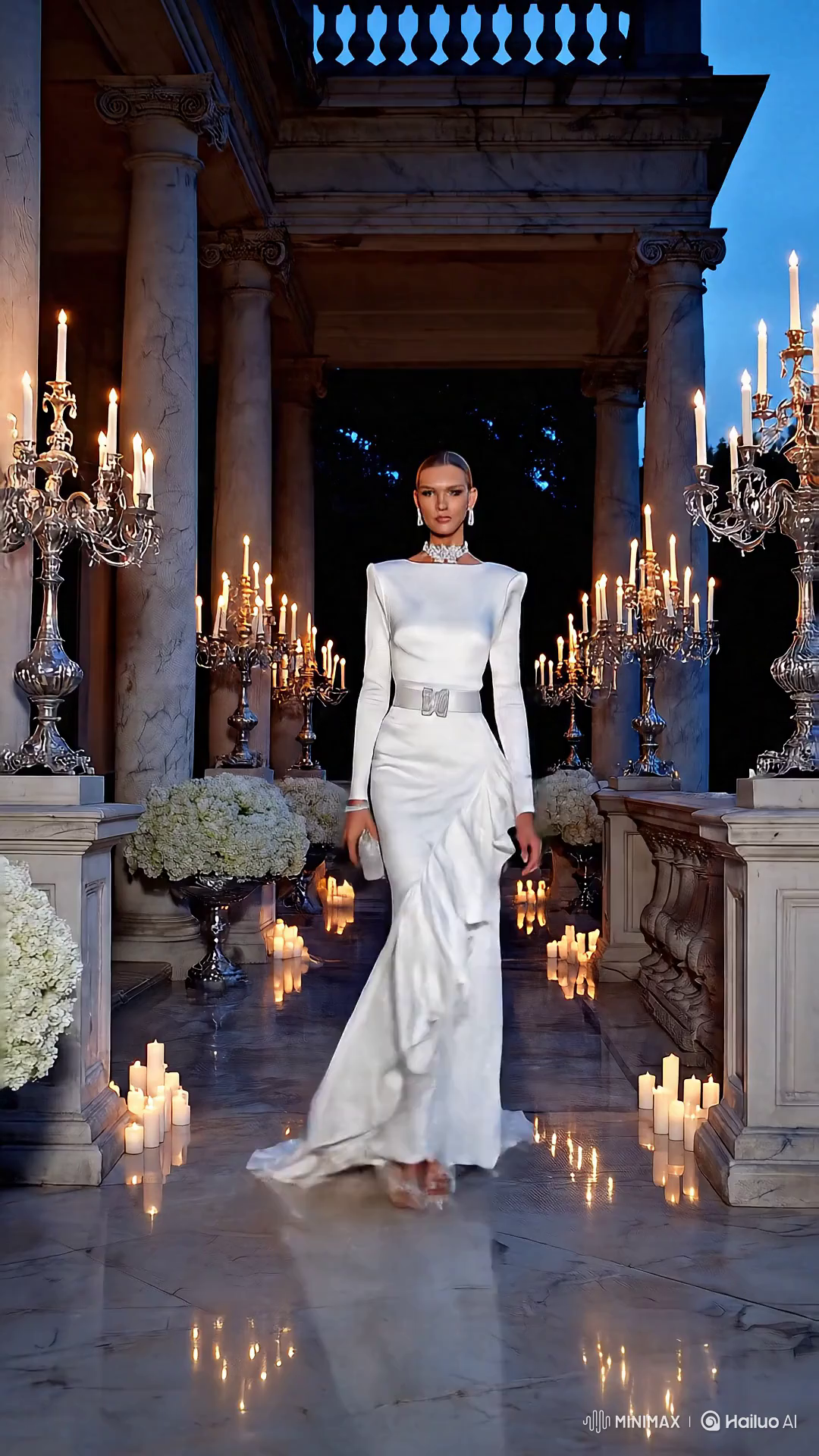 High Fashion Model in Luxurious Mansion Setting