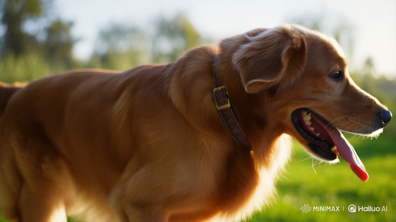Golden Retriever Joyfully Rides Scooter in Suburban Garden