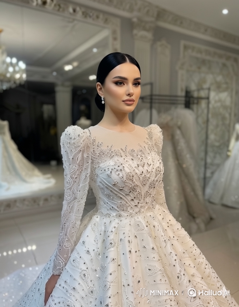 Graceful Bride Showcases Luxurious Crystal Wedding Gown