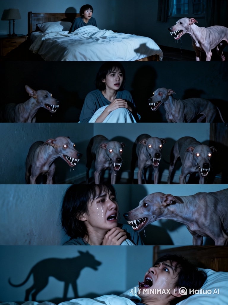 Nightmare Sequence: Person Haunted by Menacing Dogs