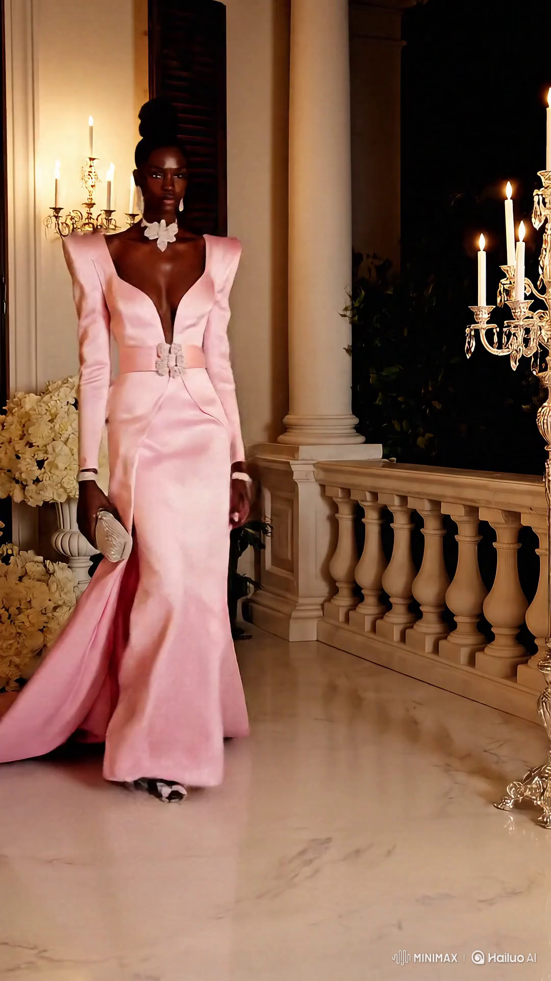 High Fashion Model in Luxurious Mansion Setting