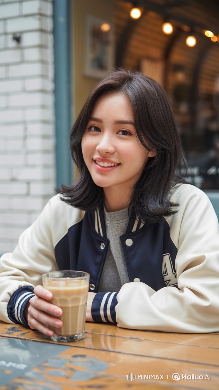Ultra-Realistic Portrait of a Woman Enjoying Coffee in a Café