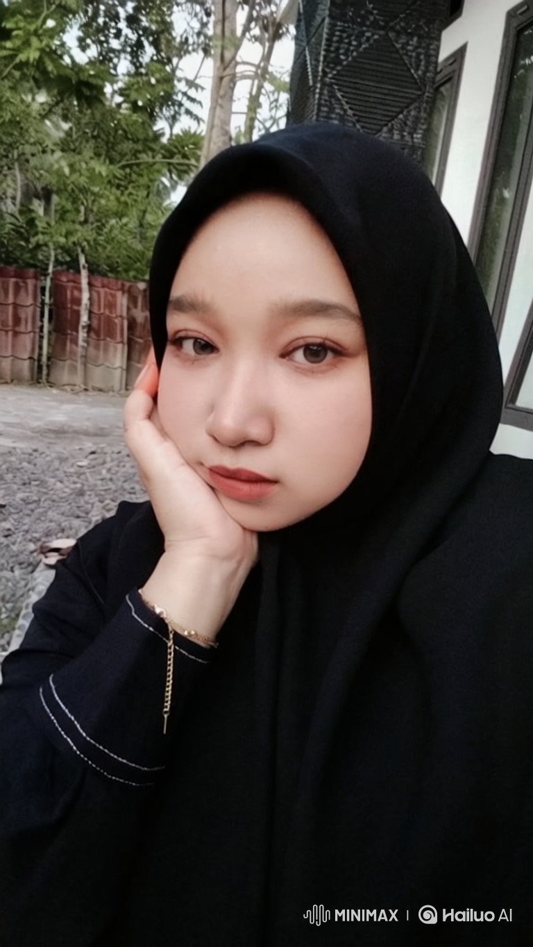 Young Woman in Black Headscarf: Intimate Portrait