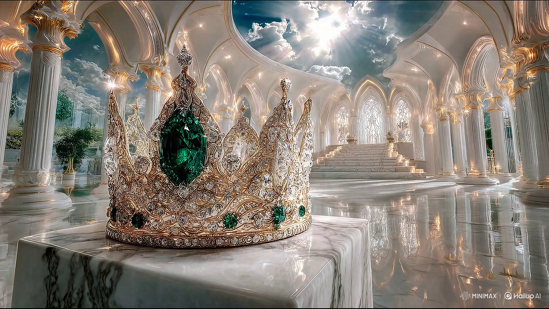 Golden Crown in Heavenly Sanctuary: Cinematic Realism