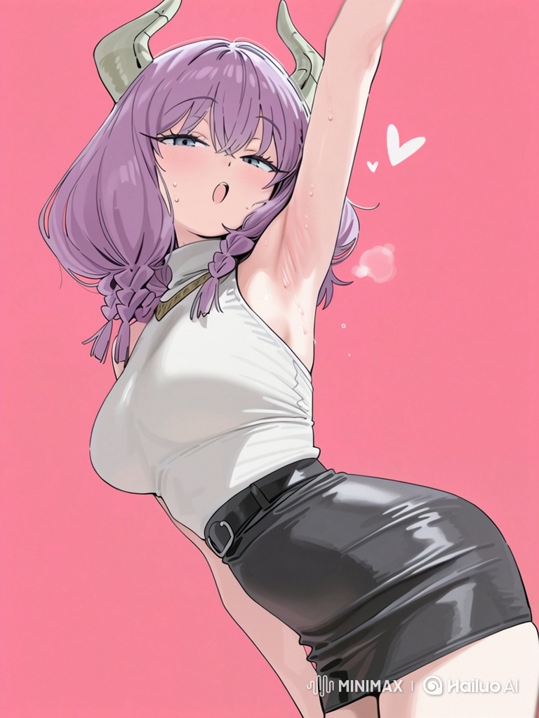Static Portrait of a Female Character with Purple Hair