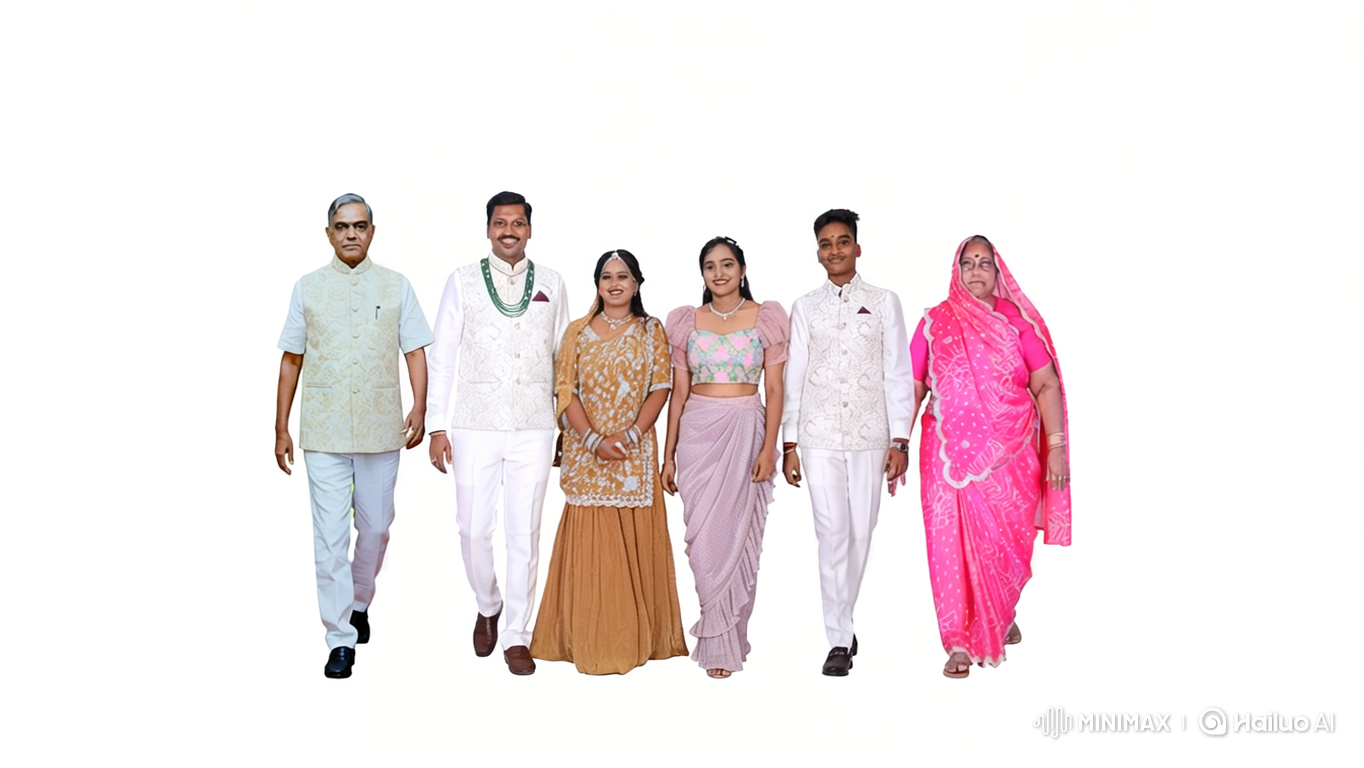 Family of Six Walks in Grand Wedding Hall