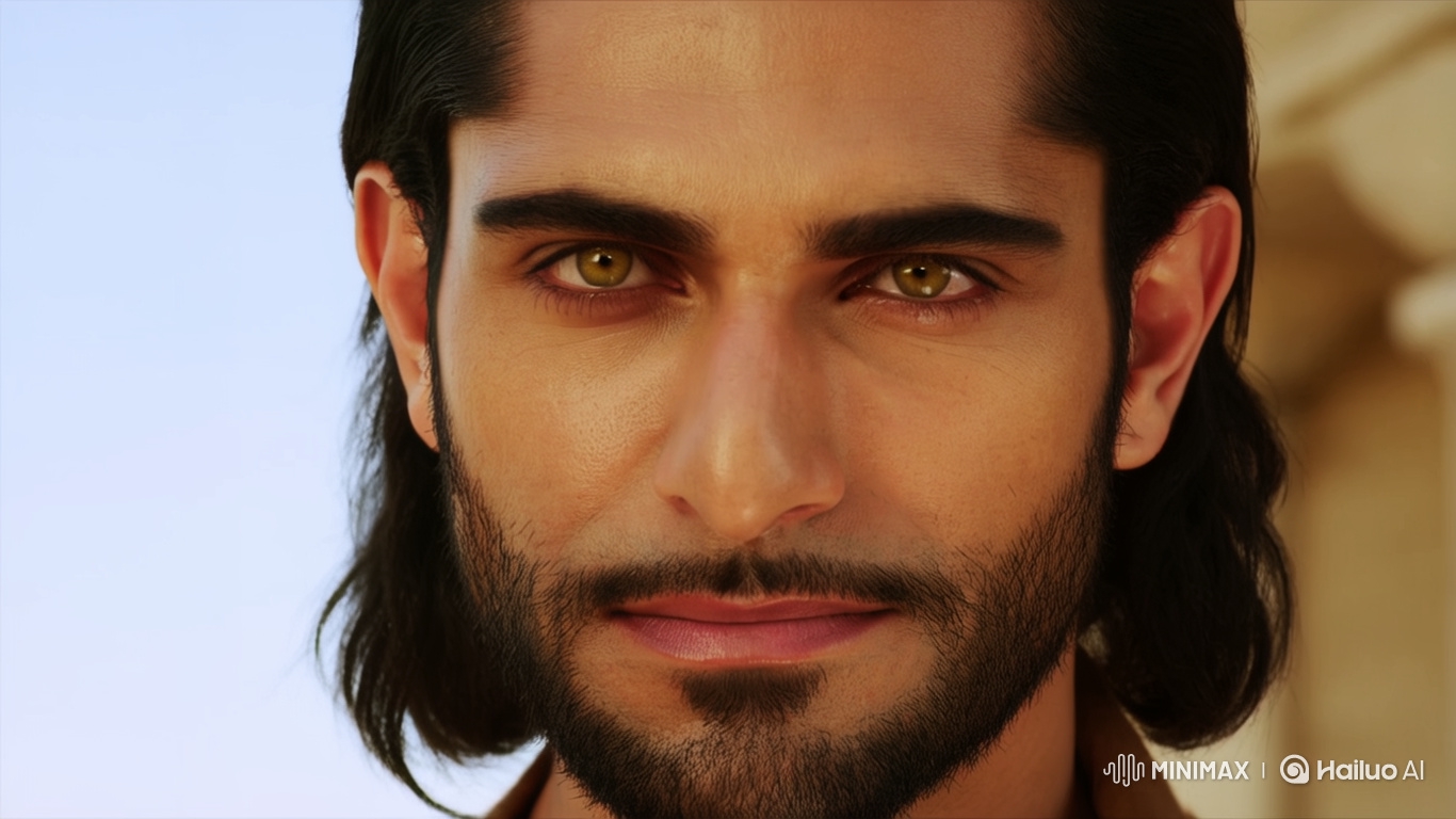 Realistic Close-Up Portrait of a Man with Intense Gaze