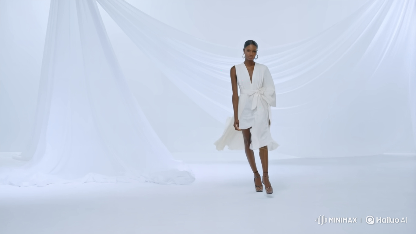 African Model Showcases "Lady White Collection" in Minimalist Studio