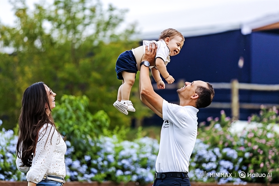 Family Moments: Father and Mother Cherish Their Delighted Baby