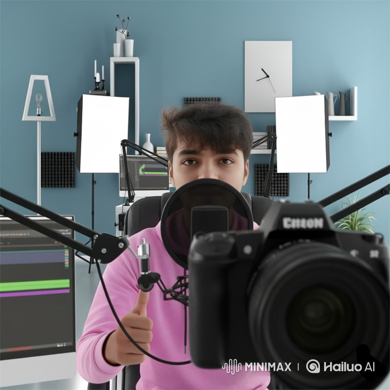Young Content Creator Discussing Ideas in Studio
