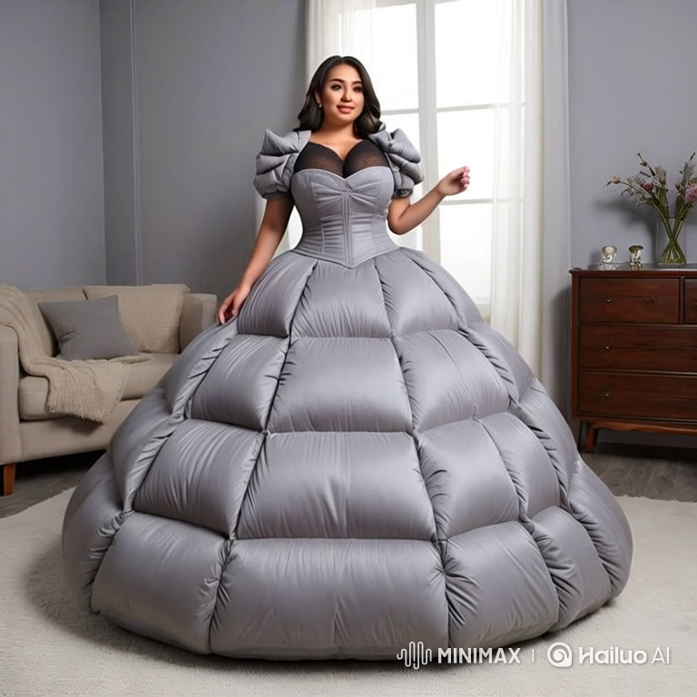 Woman's Ball Gown Inflates to Massive Size in Living Room