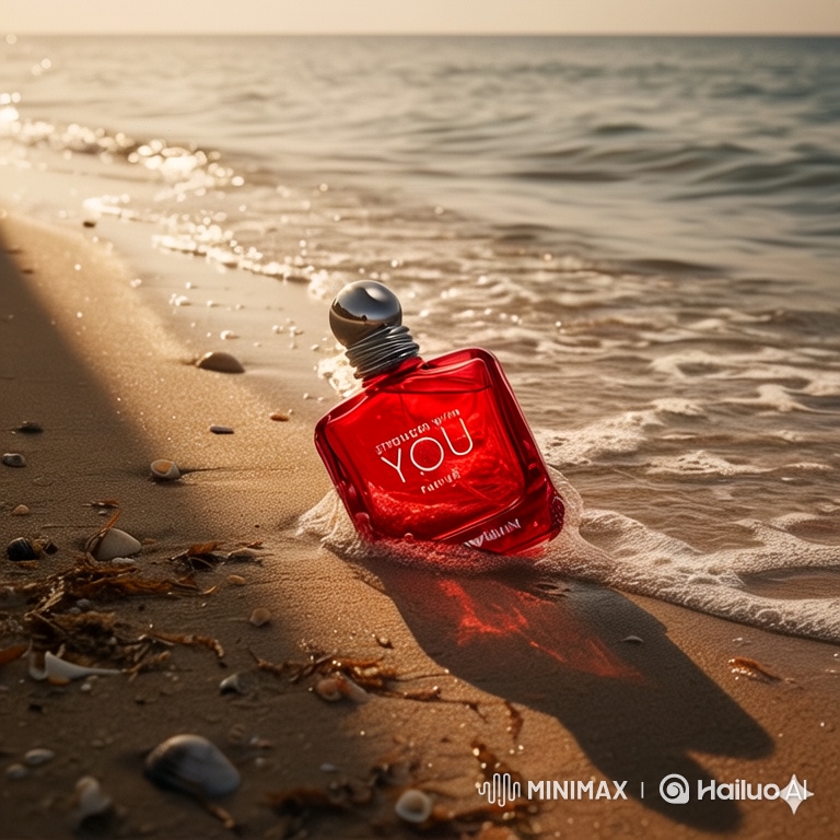 Luxury Perfume Bottle Showcased on Pristine Beach