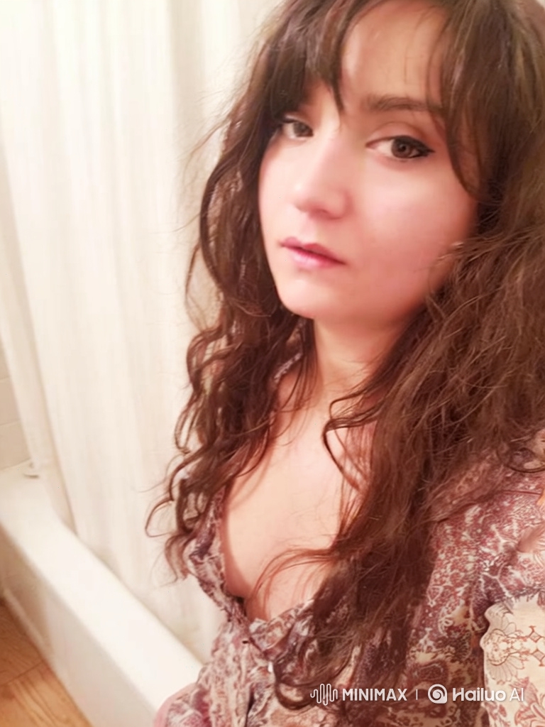 Young Woman Adjusts Dress in Bathroom Setting