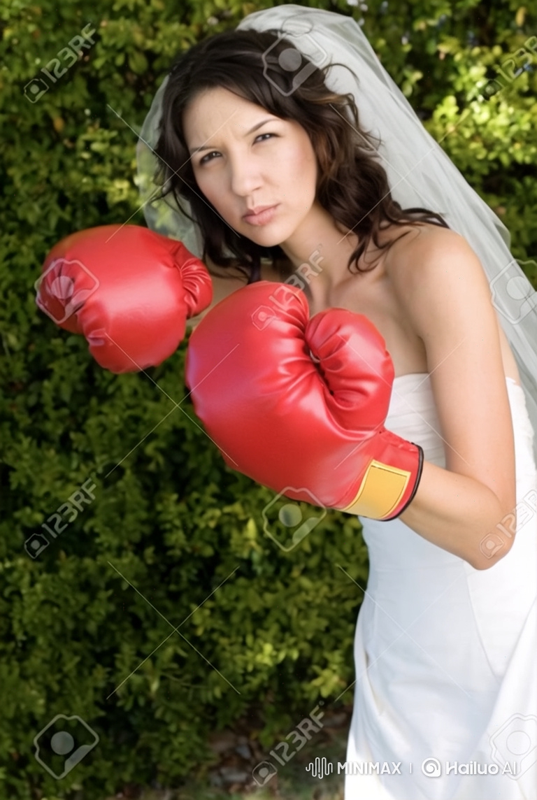 Boxing-Gloved Couple Embraces at Wedding