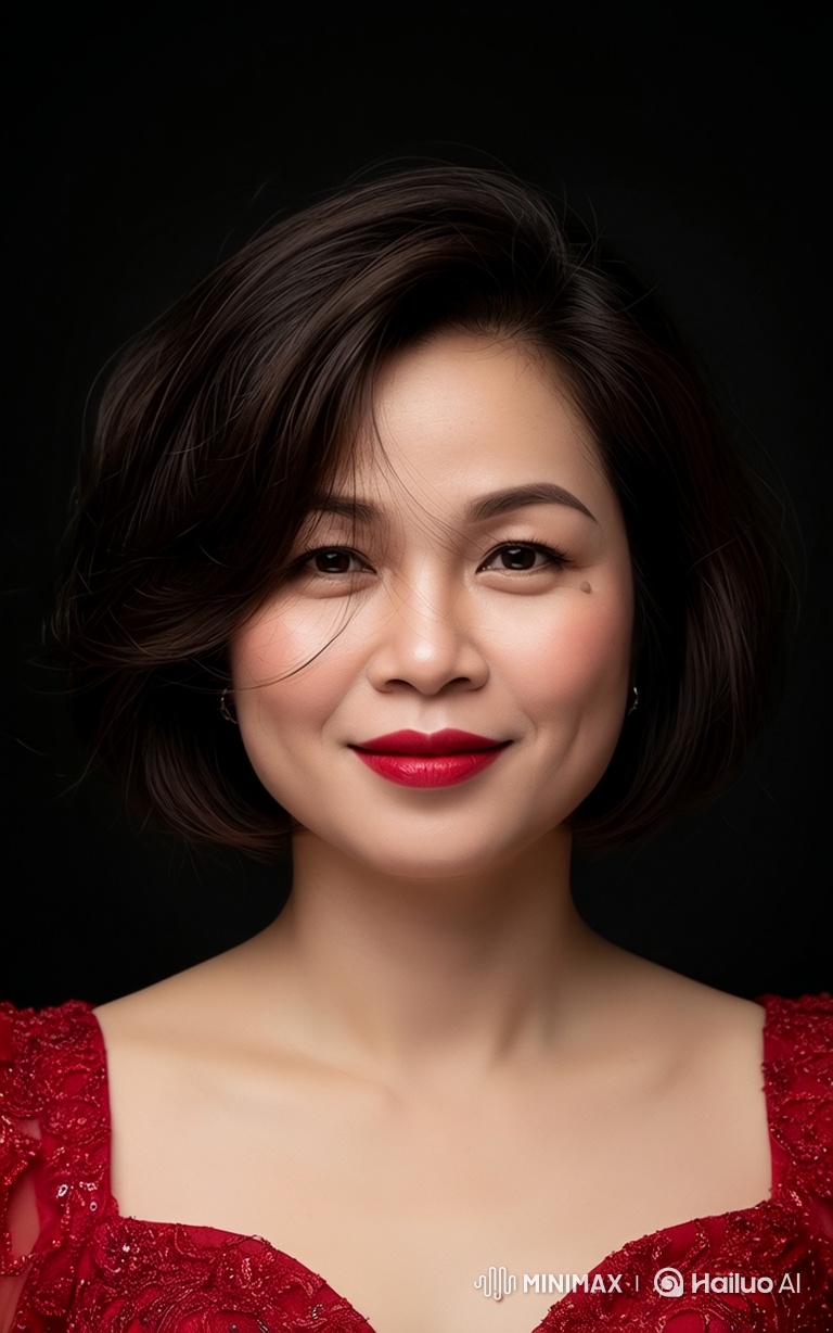 Elegant Woman in Red Lace Dress Performing Graceful Movements