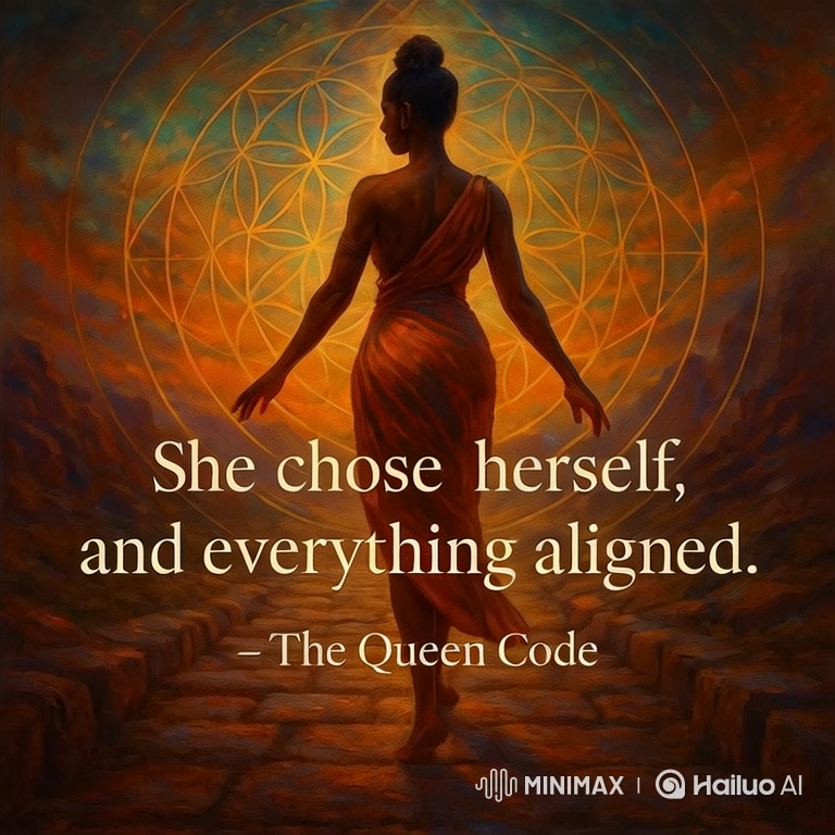 Woman in Gown Walks Towards Radiant Mandala