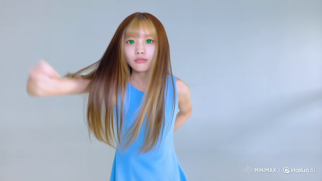 Green-Eyed Girl in Sky Blue Dress Performs Black Pink's '(Jamp)'