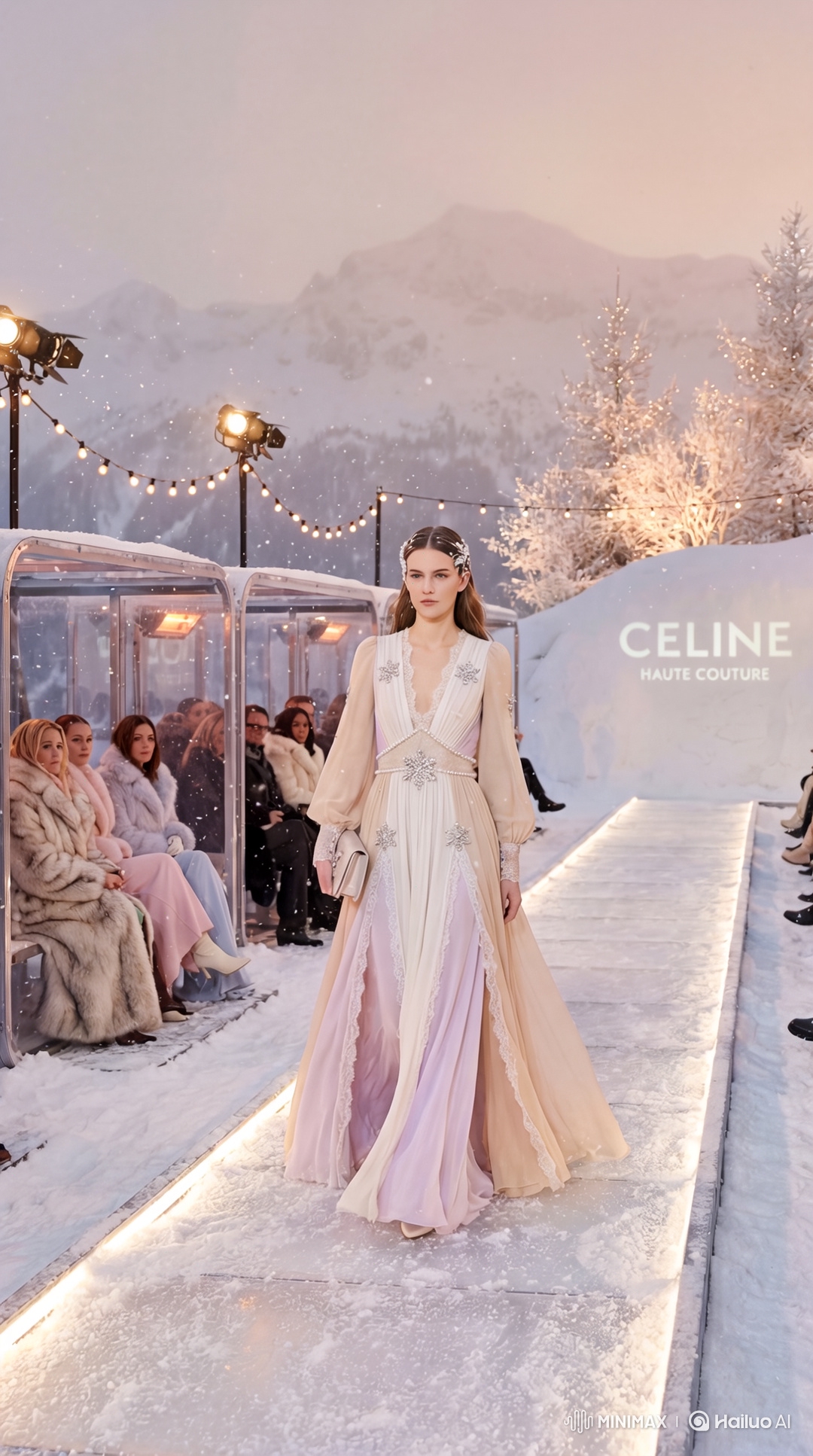 Winter Fashion Show: Model in Snowflake Gown