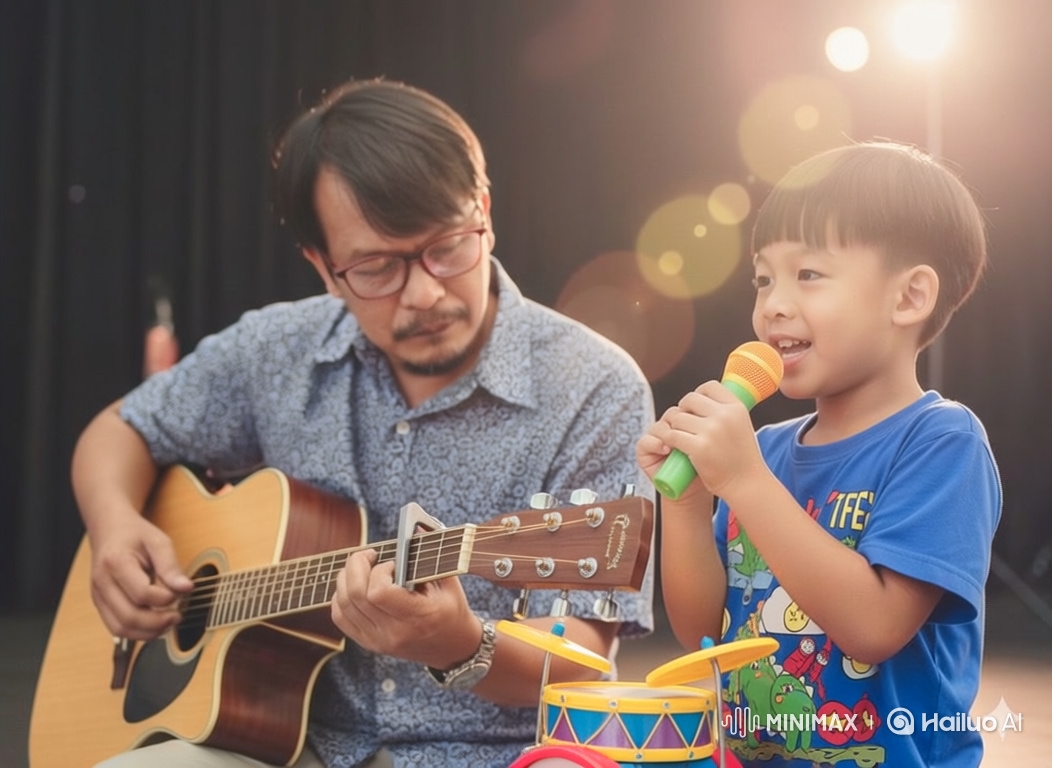 Father and Son Enjoy a Heartwarming Musical Moment