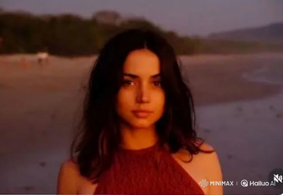 Young Woman's Serene Beach Sunset Portrait