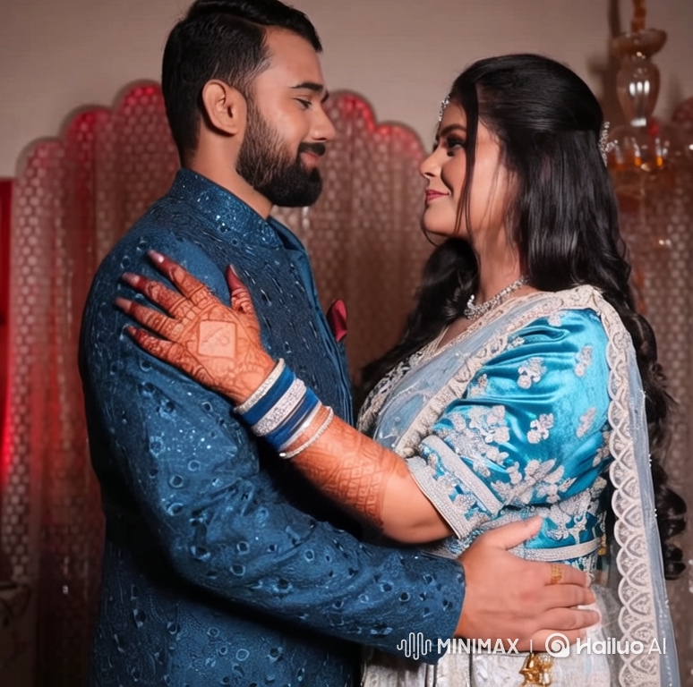 Couple's Intimate Wedding Dance with Elegant Embrace
