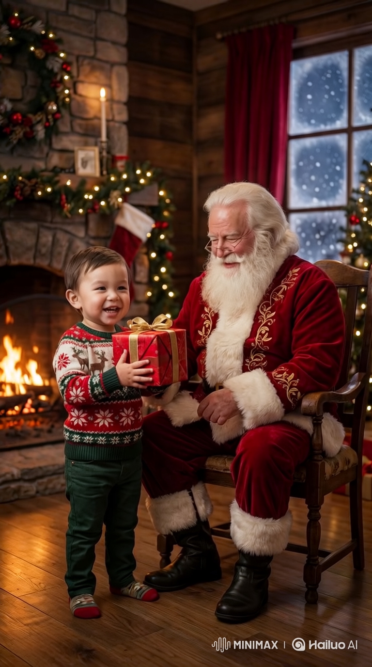 Title: "Marcus Presents Santa with a Gift"
