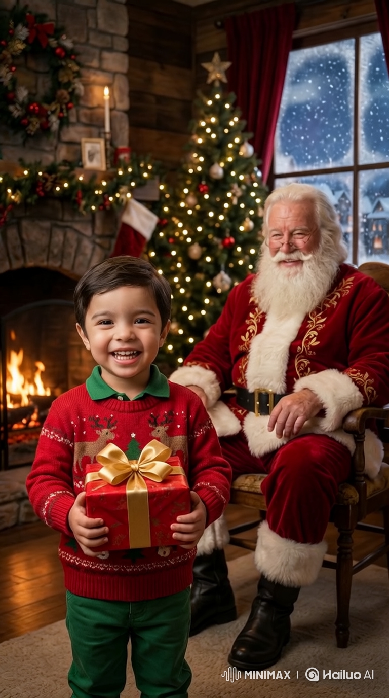Joyful Boy with Santa, Christmas Cheer in 4K Detail