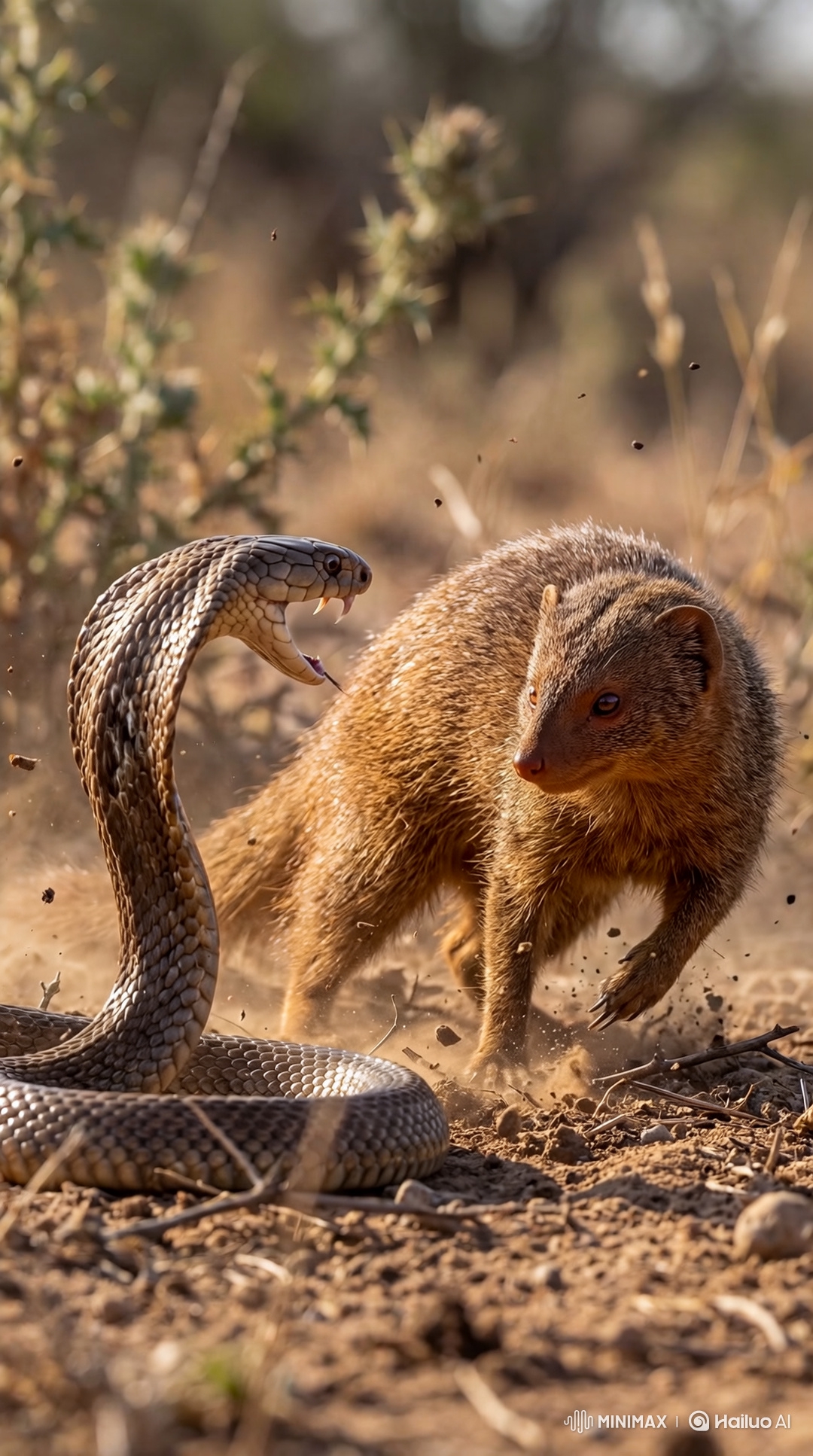 Mongoose and Cobra Face-Off in Hyper-Realistic Slow Motion