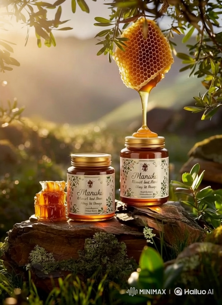 Manuka Honey: Nature's Golden Elixir in Serene Golden Hour