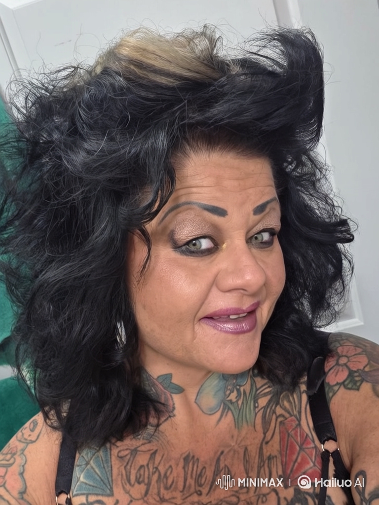 Woman Prepares for Night Out with Dramatic Makeup and Tattoos