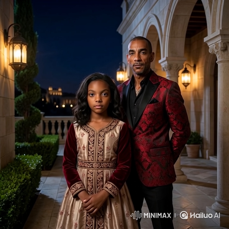 Stylized Portrait of a Man and Young Girl