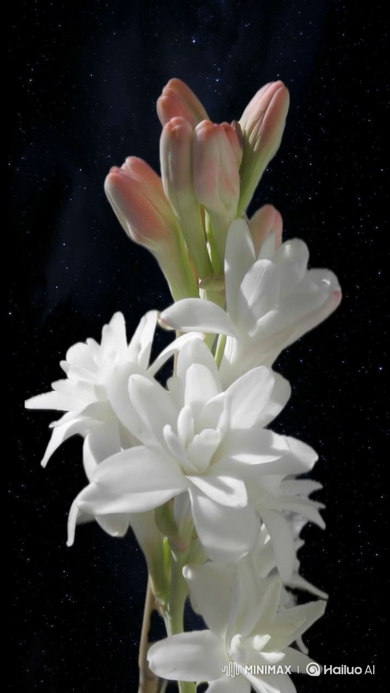 Flower Bloom in Night Sky Timelapse