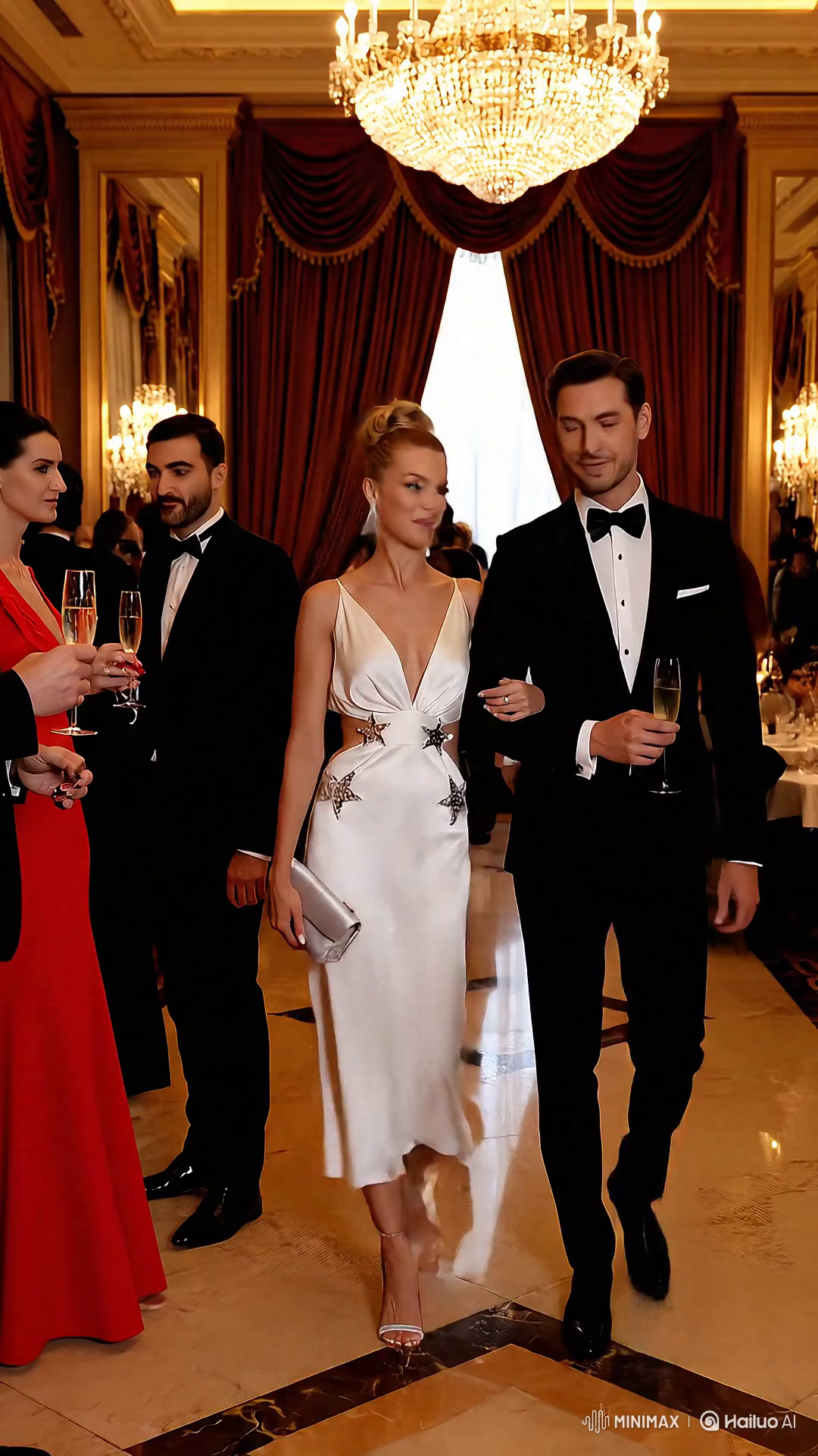 Russian Model in Elegant Restaurant with Glamorous Outfit