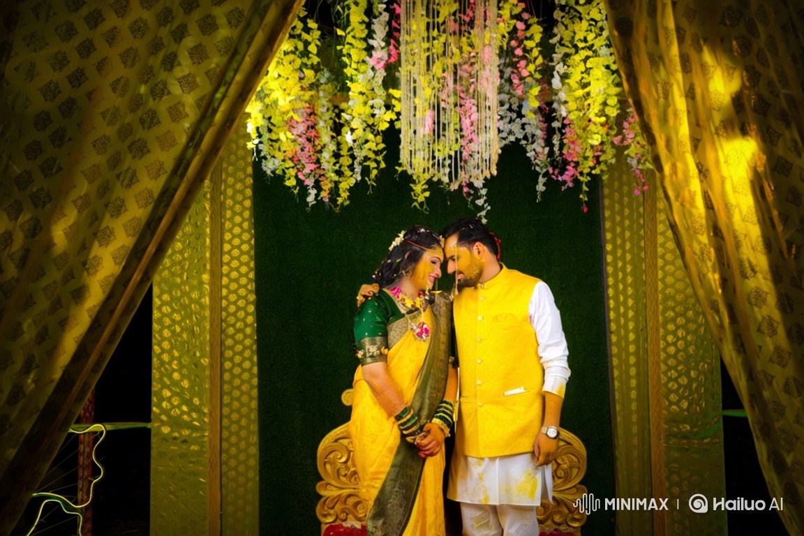 Indian Couple Celebrates Wedding with Romantic Dance and Flower Shower