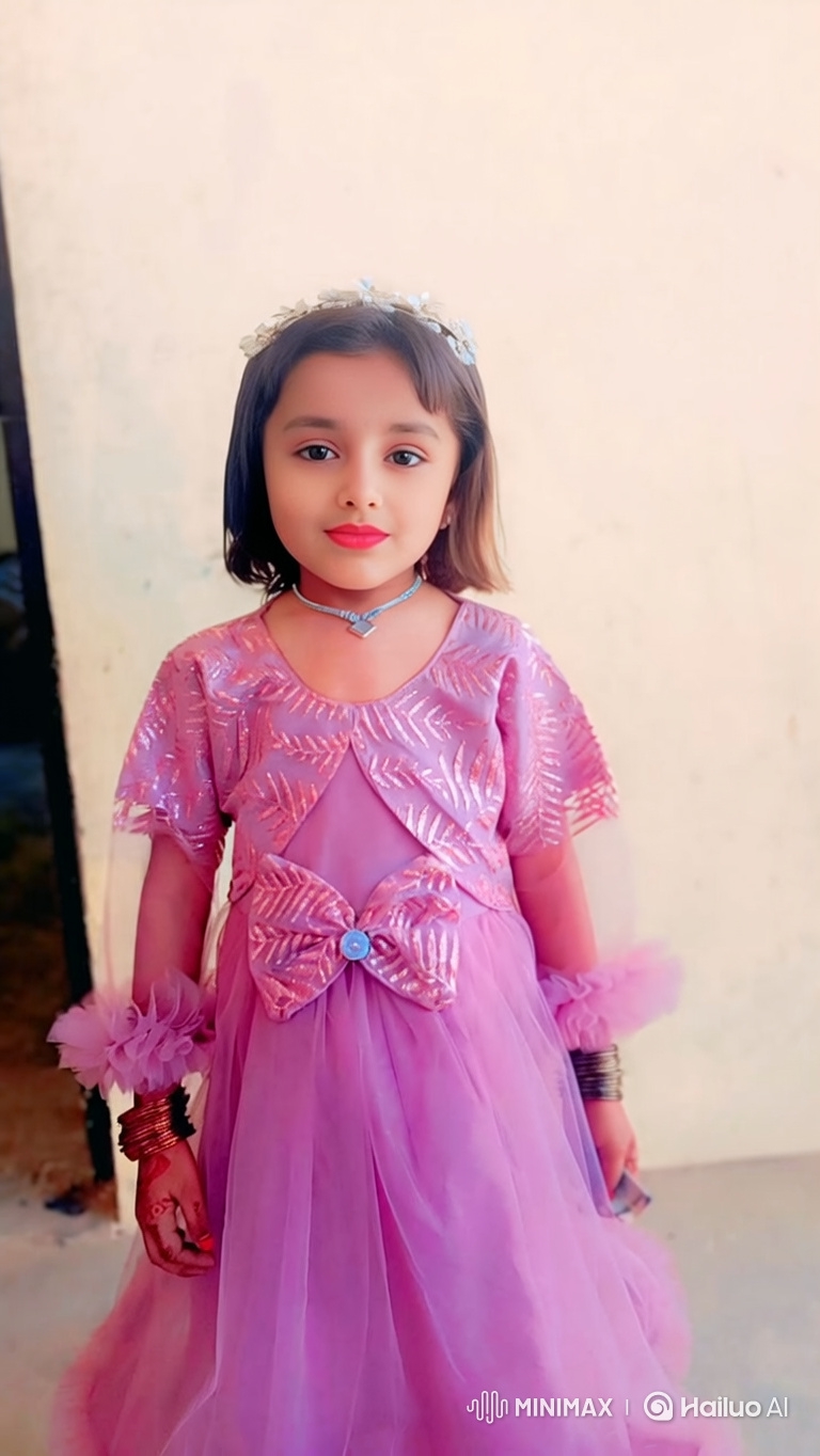 Young Girl in Lavender Dress Poses Gracefully