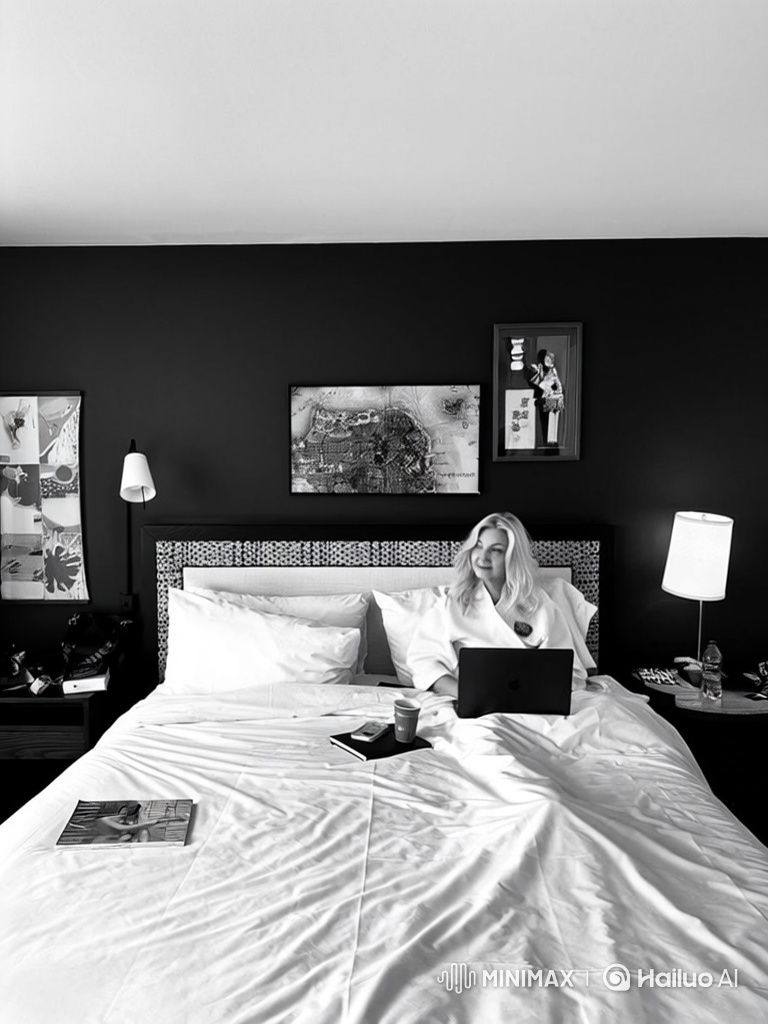 Woman Transforms from Robe to Elegant Dress in Bed