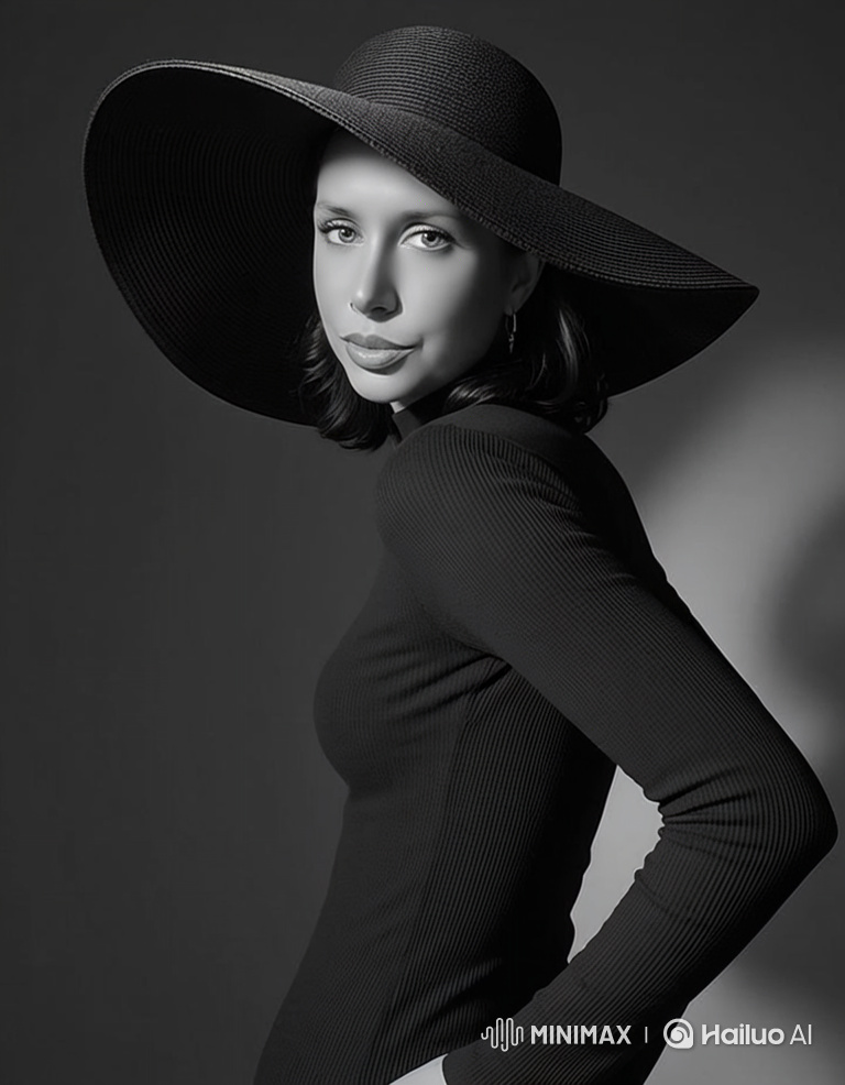 Elegant Fashion Portrait: Woman in Black Transforms to White