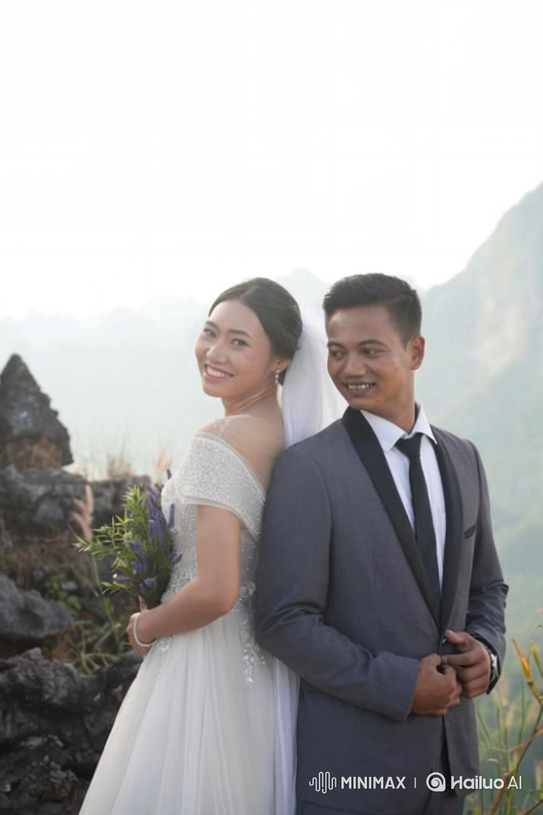Mountain Top Wedding: Bride and Groom Embrace
