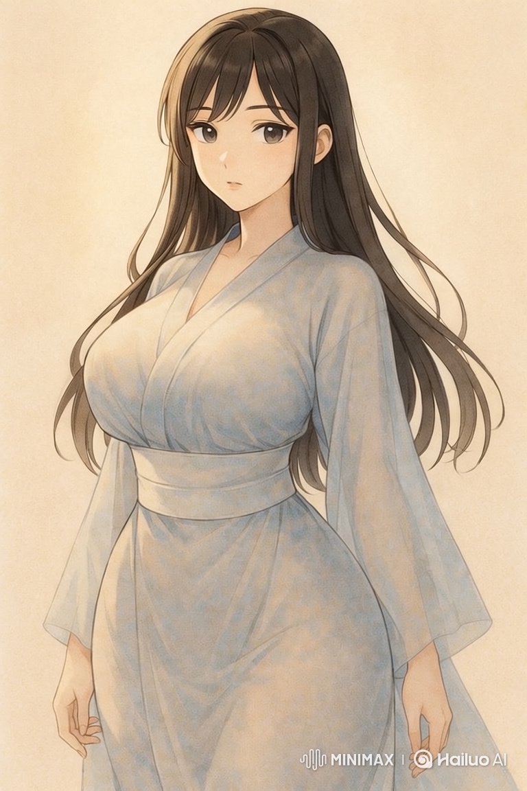 Graceful Walk of a Young Woman in Blue Dress