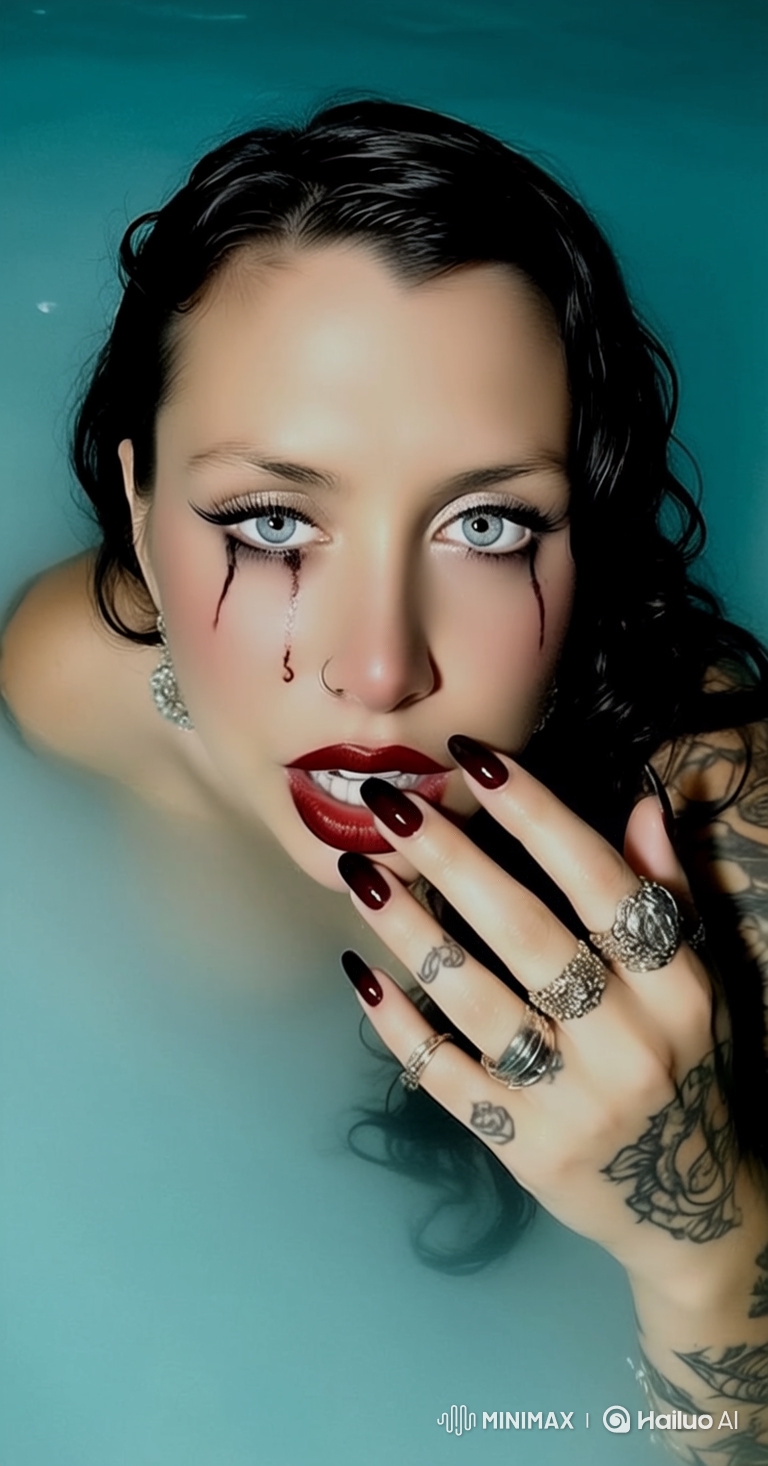 Dynamic Cinematic Portrait of a Striking Woman in Water