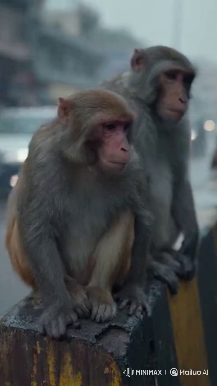 Monkeys on Divided Road Reflect Human Struggle