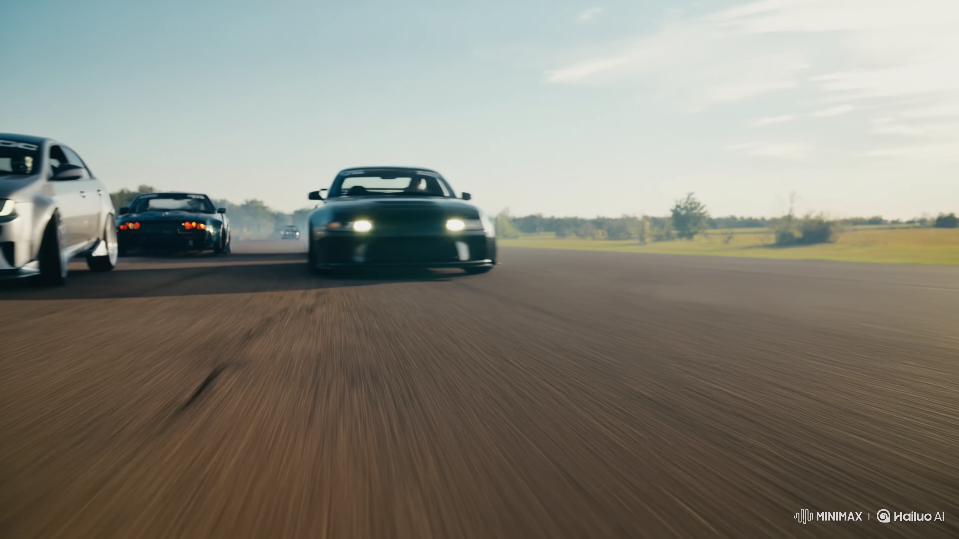 Low-Angle Street Race Tracking Shot