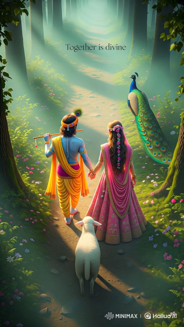 Divine Romance: Krishna and Radha's Enchanted Dance