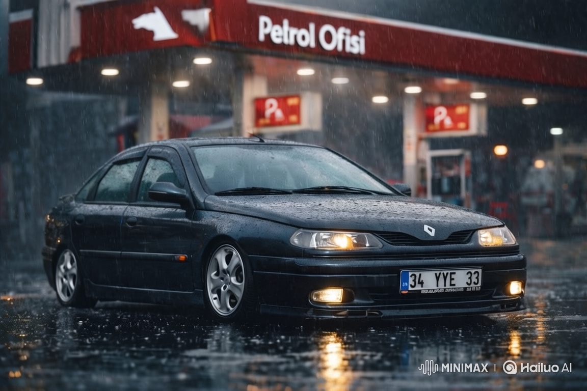 Realistic Cinematic Drive of Renault Sedan in Rain