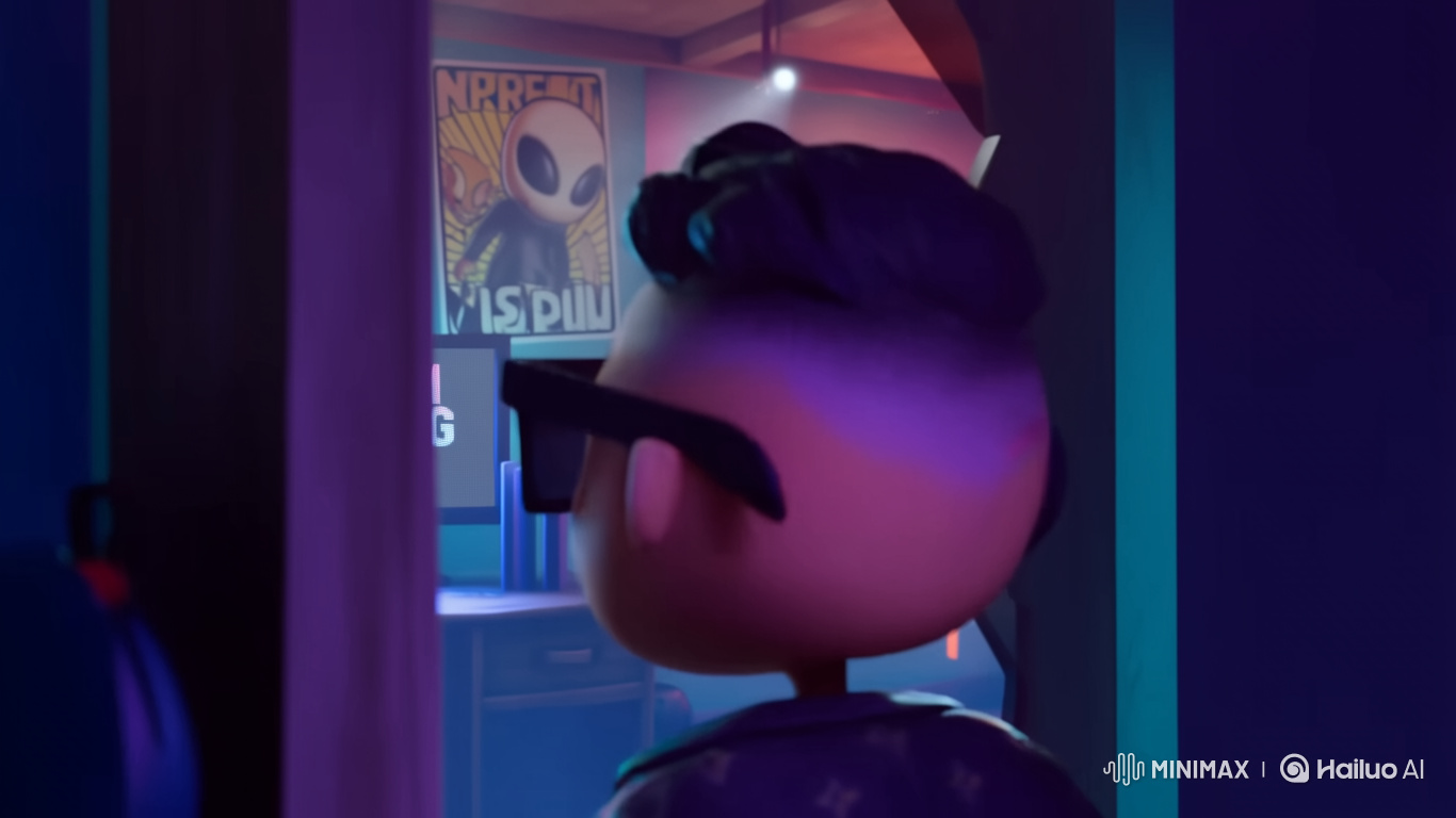 Claymation: Gamer's Neon Cave with Thumbs-Up Start