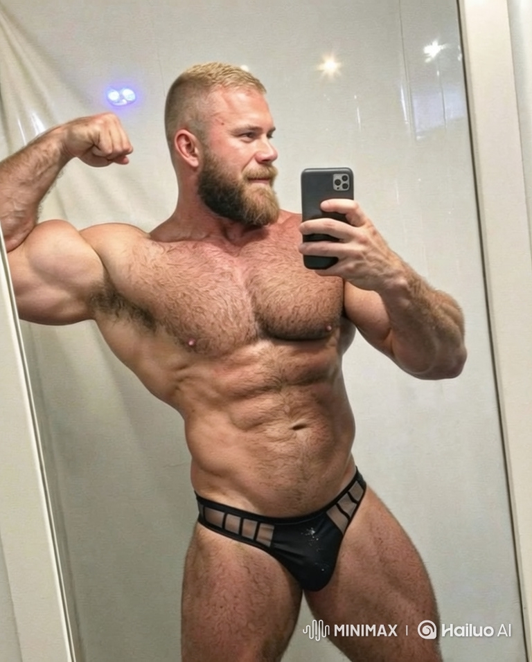 Muscular Man Takes Flirty Selfie, Struts Confidently Displaying His Muscles