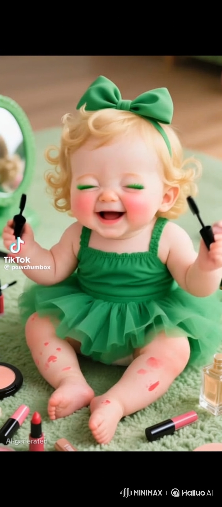 Baby Girl Enjoys Playful Makeup Play