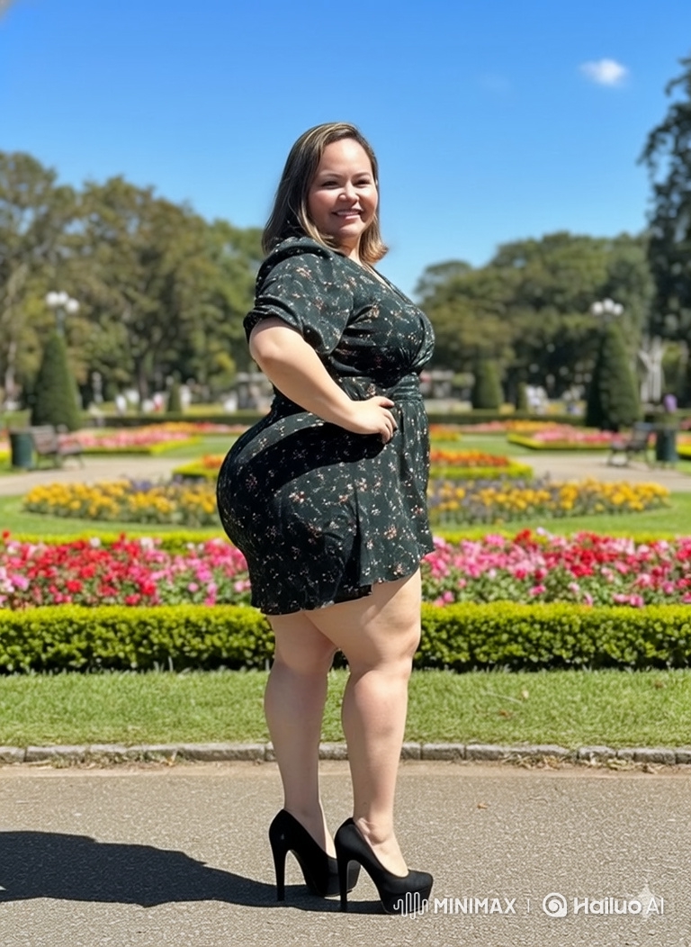 Woman in 19th-Century Gown Strolls Through Elegant Garden